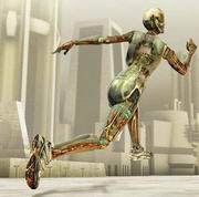 Robot Running Through City --- Image by Â© William Whitehurst/Corbis