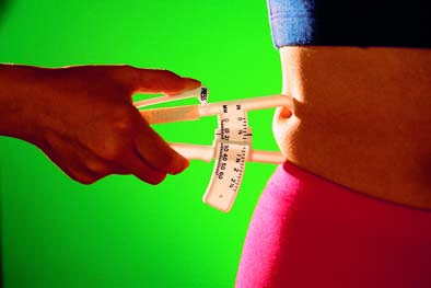 Image: CSTOCK-KS5170, Woman measuring fat with calipers, Restrictions: This image has a signed model release, License: Royalty free, Model Release: No or not aplicable, Property Release: No or not aplicable, Credit line: profimedia.cz, Comstock